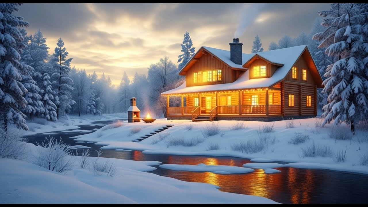 Winter Nature Sounds ❄️🔥 Warm Lakeside Cabin Ambience for Sleep, Meditation & Relaxation