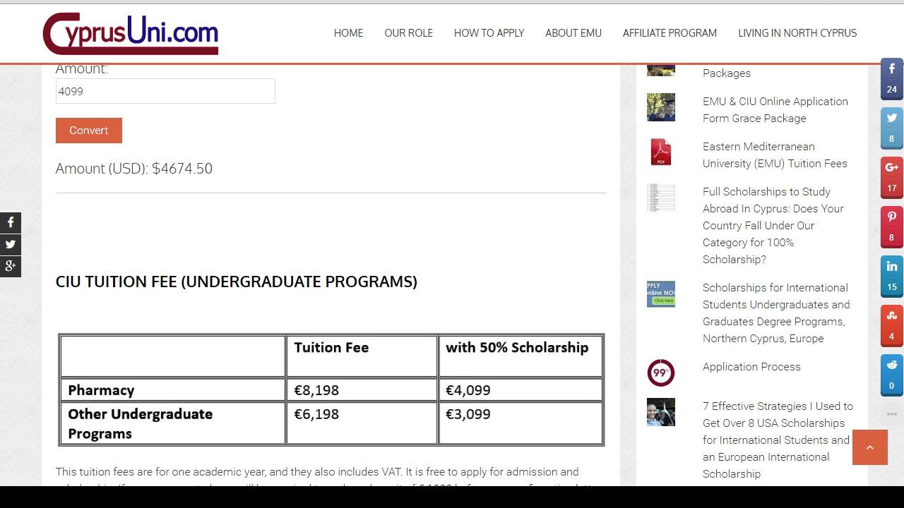 Cyprus International University Tuition Fees for International Students