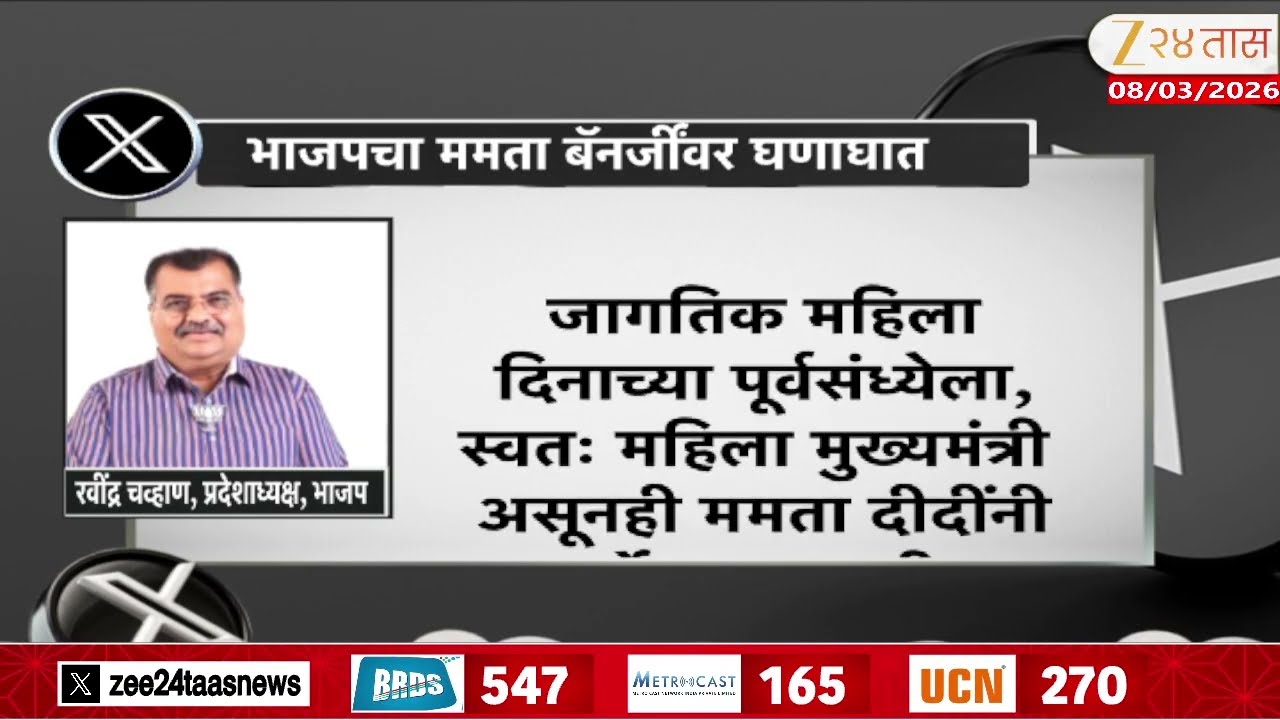 Maharashtra BJP President Ravindra Chavan X Post | भाजपचा ममता बॅनर्जीवर घणाघात | Zee24Taas
