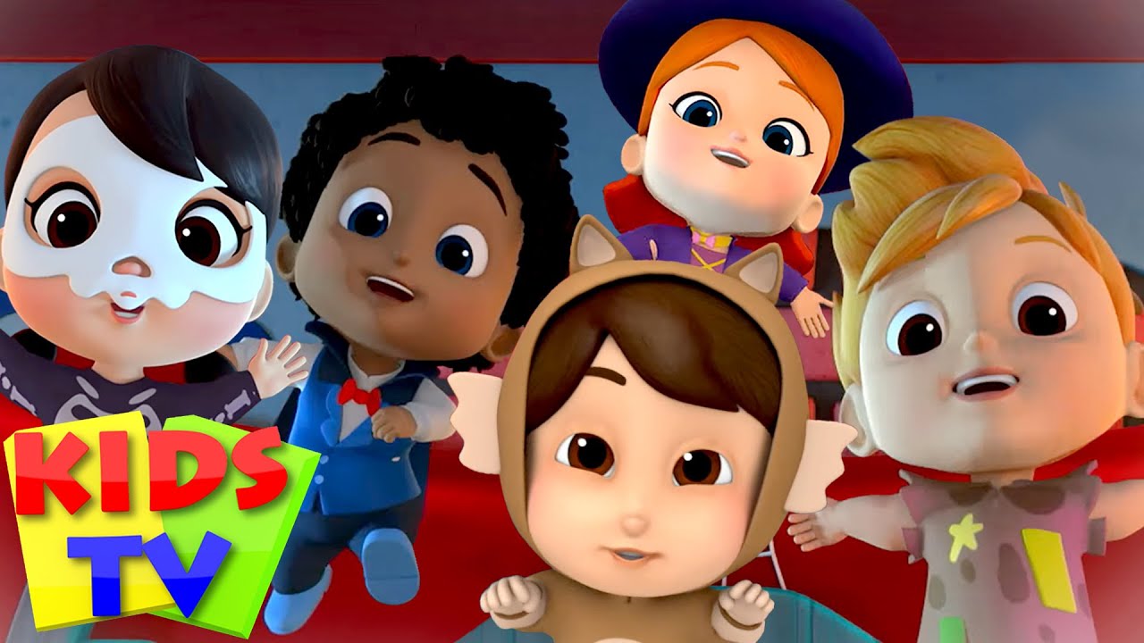 Five Little Monsters Jumping on the Bed | Halloween Song | Nursery Rhymes & Kids Songs | Kids Tv