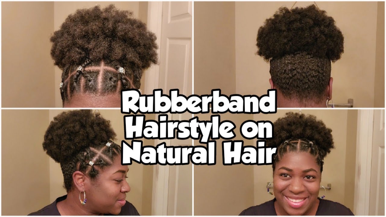 Rubberband Hairstyle on Natural Hair (2-strand twists criss cross with high puff hairstyle)