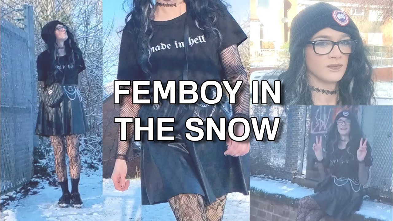 Переодевание в женскую одежду на улице - Фембой в снегу ❄️