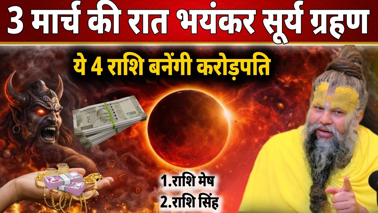 3 मार्च की रात चंद्र ग्रहण | इन 4 राशियों पर बरसेगा पैसा | किस्मत का सबसे बड़ा मोड़!