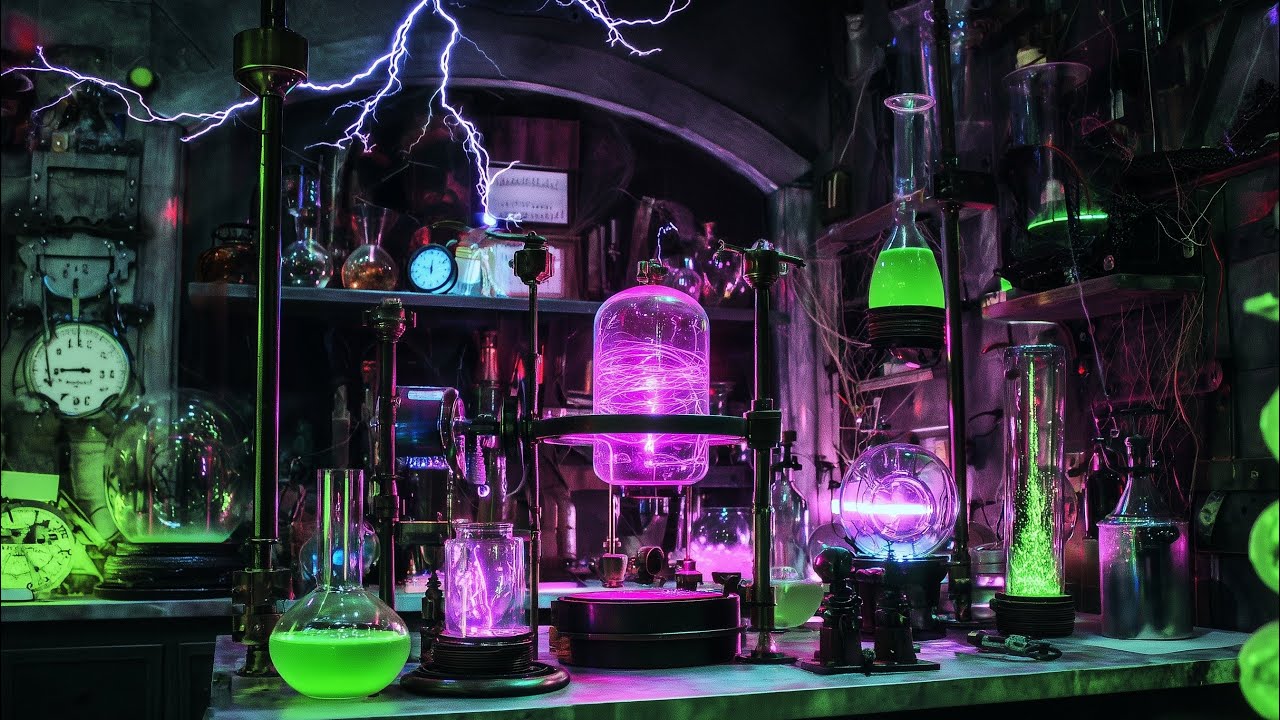 Dr. Frankenstein’s Laboratory Ambience | Mad Scientist Lab, Thunderstorm, Halloween | 3 Hours
