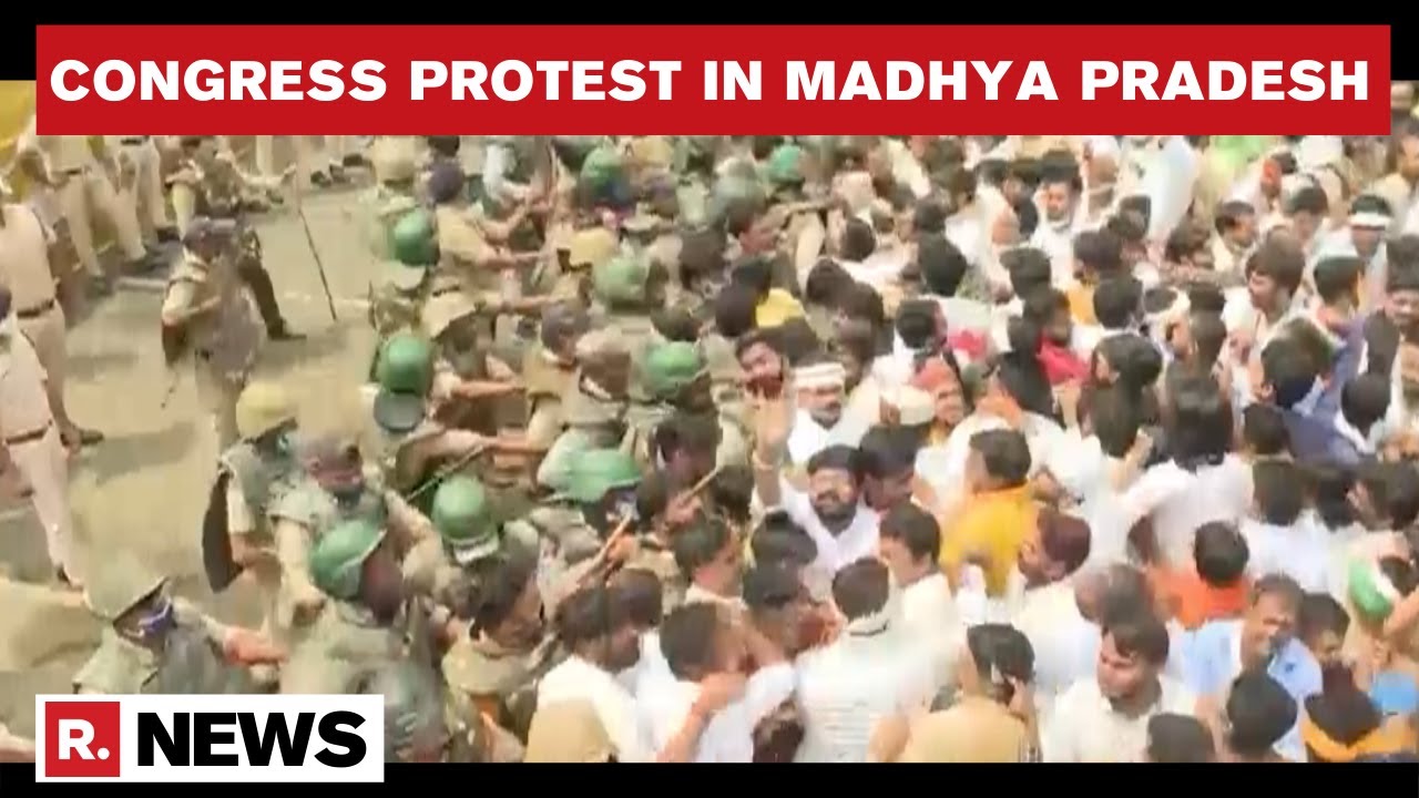 Congress Youth Workers Protest Outside Madhya Pradesh CM's Residence Over Inflation & Unemployment