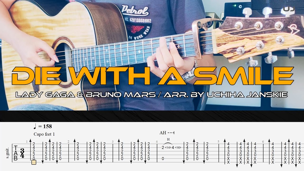 Die With A Smile - (Lady Gaga & Bruno Mars) | Fingerstyle Guitar | Free Tabs