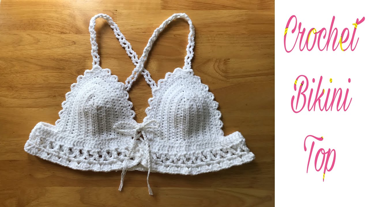 Crochet Bikini Top | How to Crochet Gracious White Front Closure Bikini Top/ Bralette With Lace Band