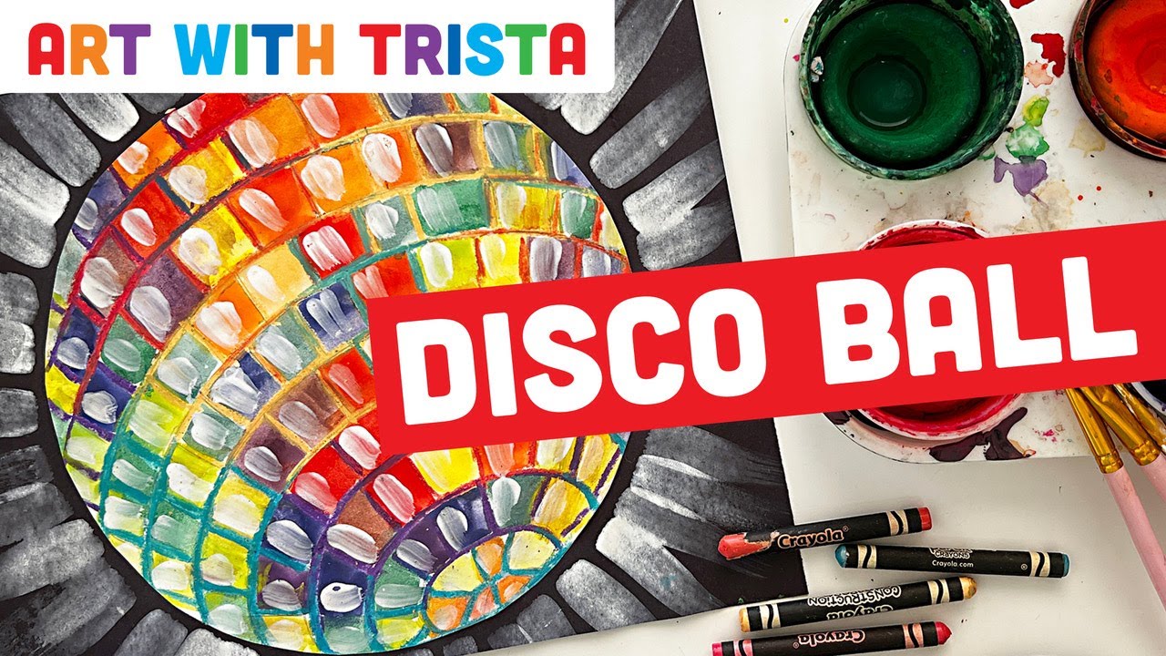 How to draw and paint a Disco Ball Art Lesson - Art With Trista
