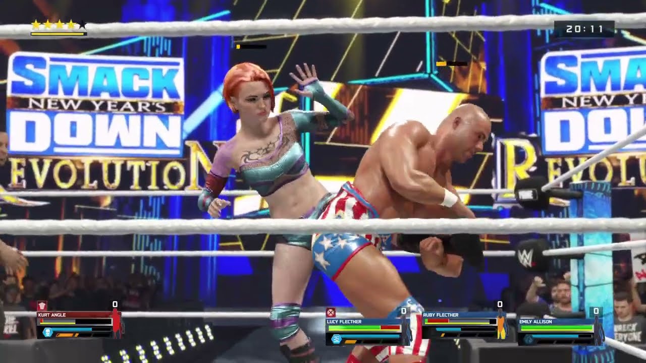WWE 2K25 Gameplay - Kurt vs. Lucy, Ruby, & Emily