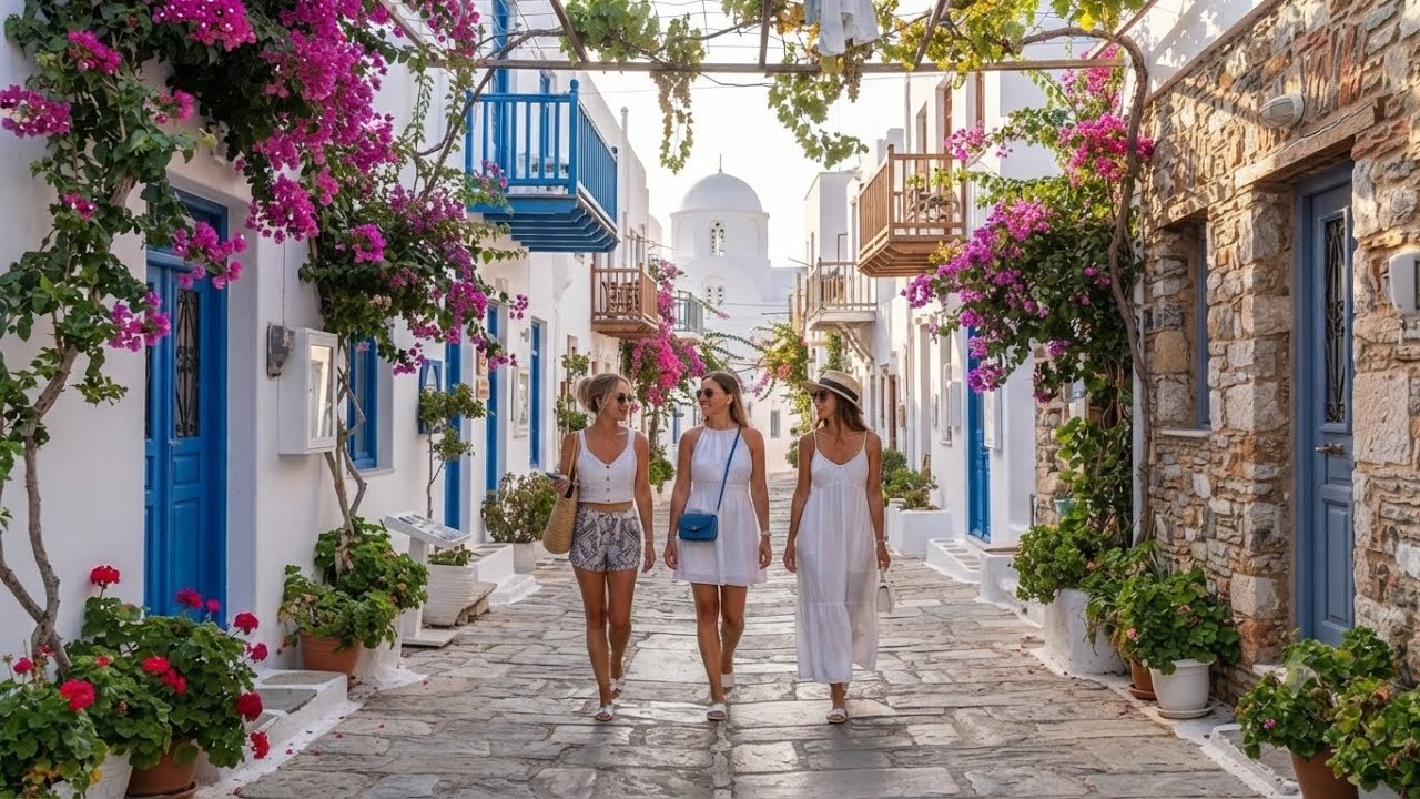 Lefkes, Paros Greece 🇬🇷 | 4K Walking Tour Through the Traditional Village 🎥🇬🇷