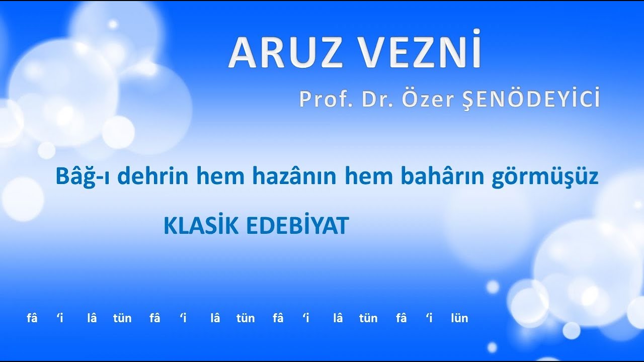 VEZİN: bâğ-ı dehrin hem hazânın hem bahârın görmüşüz - Prof. Dr. Özer ŞENÖDEYİCİ