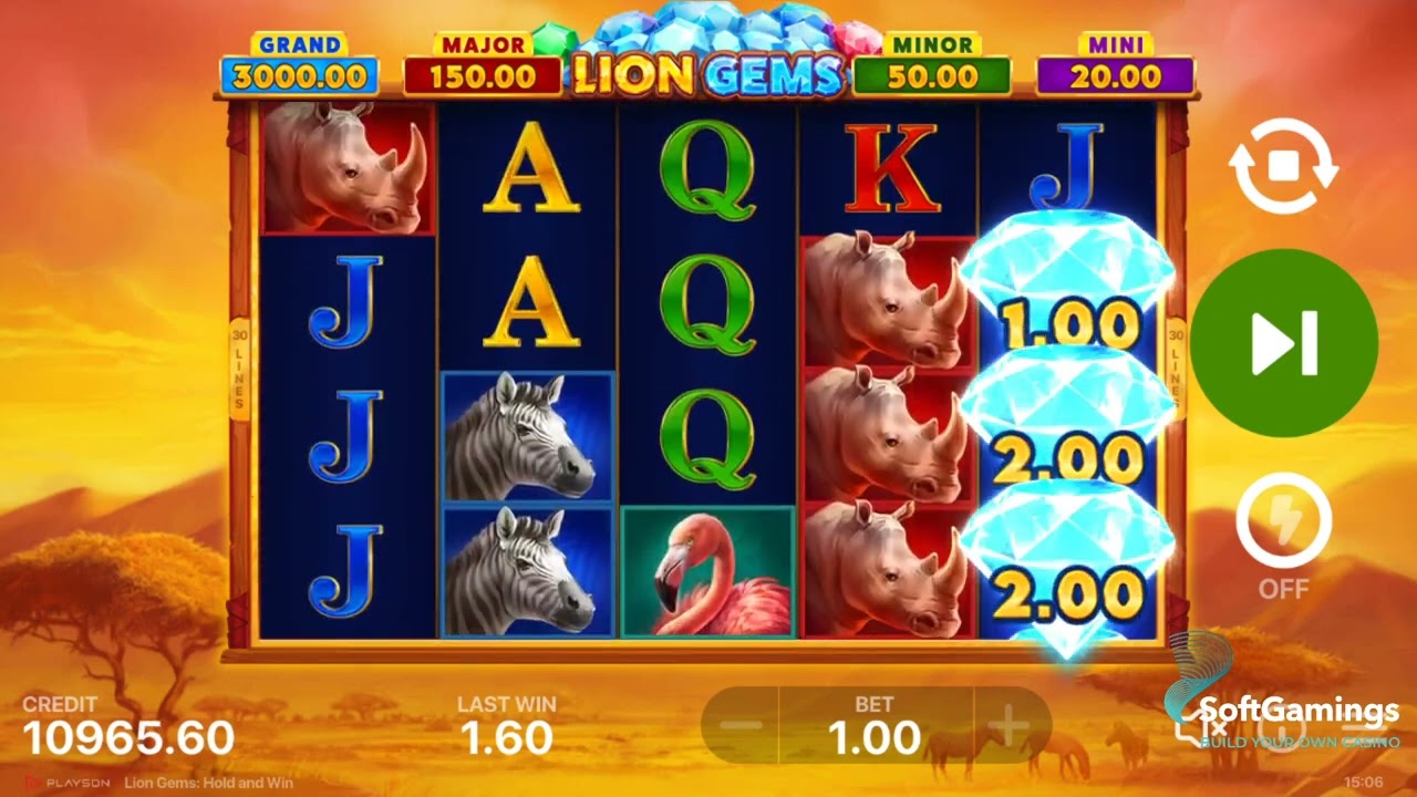 Playson - Lion Gems: Hold and Win - Gameplay Demo