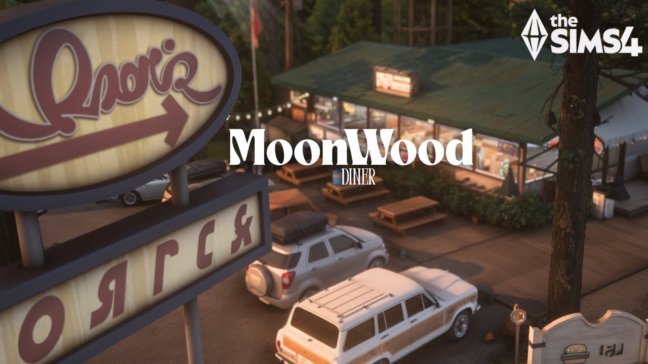 The Sims 4 - Moon Wood Diner Restaurant (ASMR) - Relaxing Speed Build