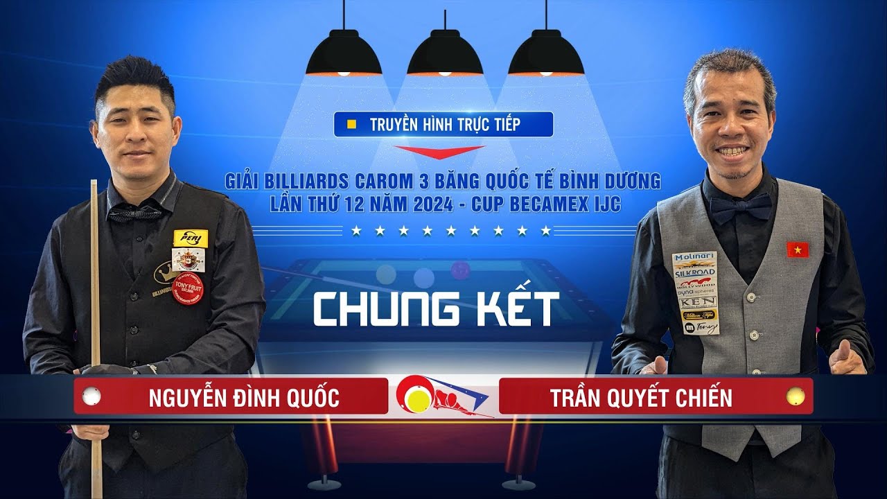 Đình Quốc vs Quyết Chiến | Chung kết | Giải Billiards Carom 3 băng QT Bình Dương - Cúp Becamex IJC