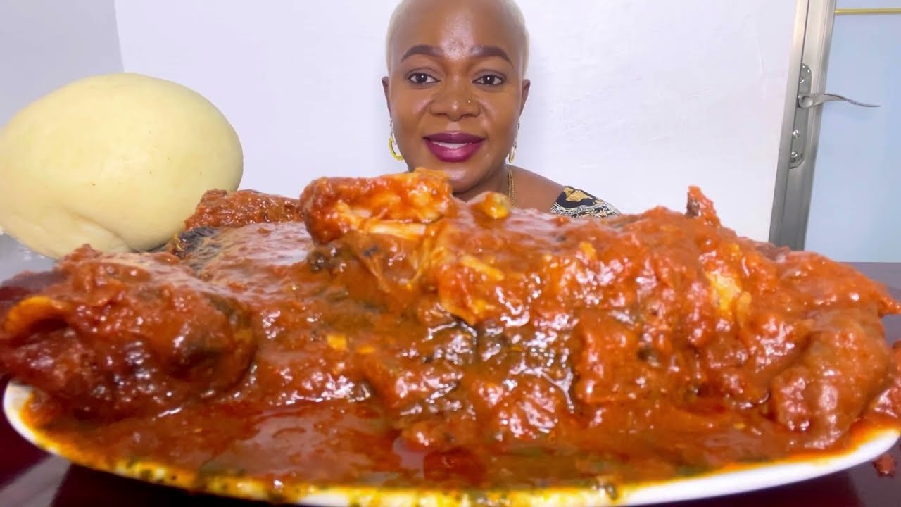 ASMR Awedu soup, Cat fish and fufu mukbang