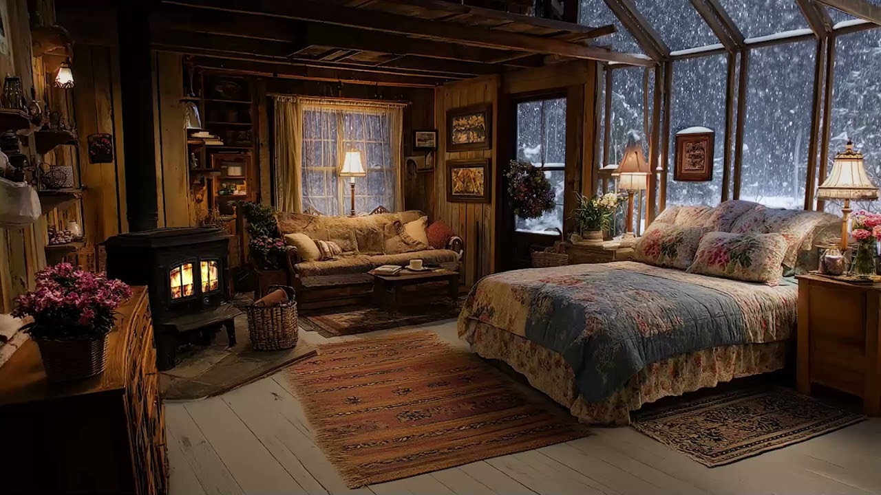 The Cabin Where Winter Stayed a Little Longer | Cozy Fireplace Ambience for Sleep and Calm