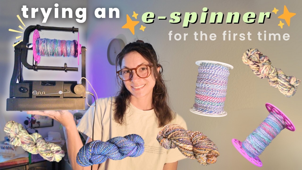 🌀 spinning yarn for the first time (frustrating!) with an EEW 6.1 e-spinner