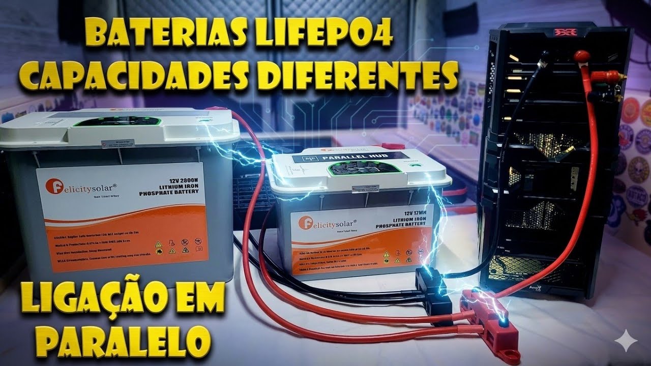 BATERIAS LIFEPO4 CAPACIDADES DIFERENTES LIGADAS EM PARALELO