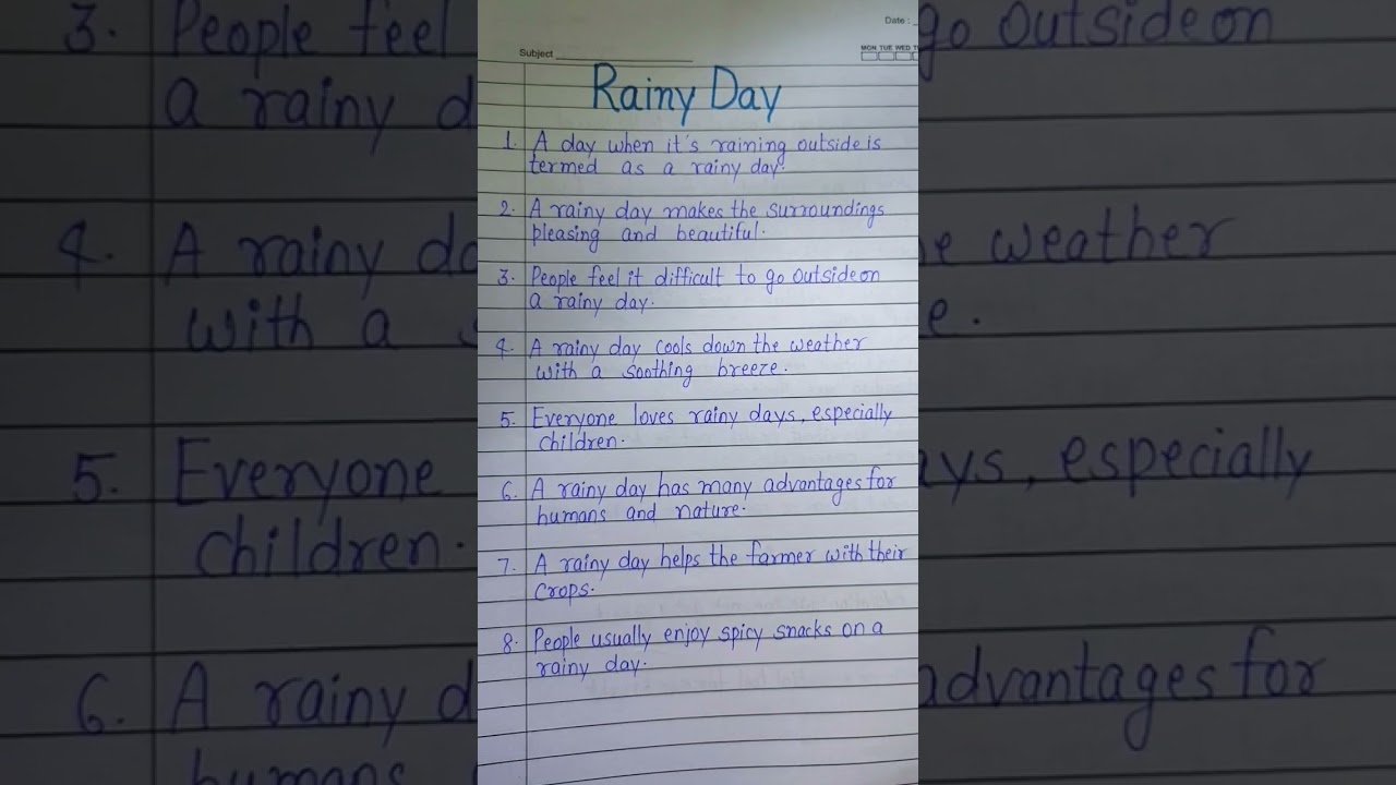 Rainy Day ll Essay on Rainy day in English #youtube #english #englishspeaking #essay #rainyday