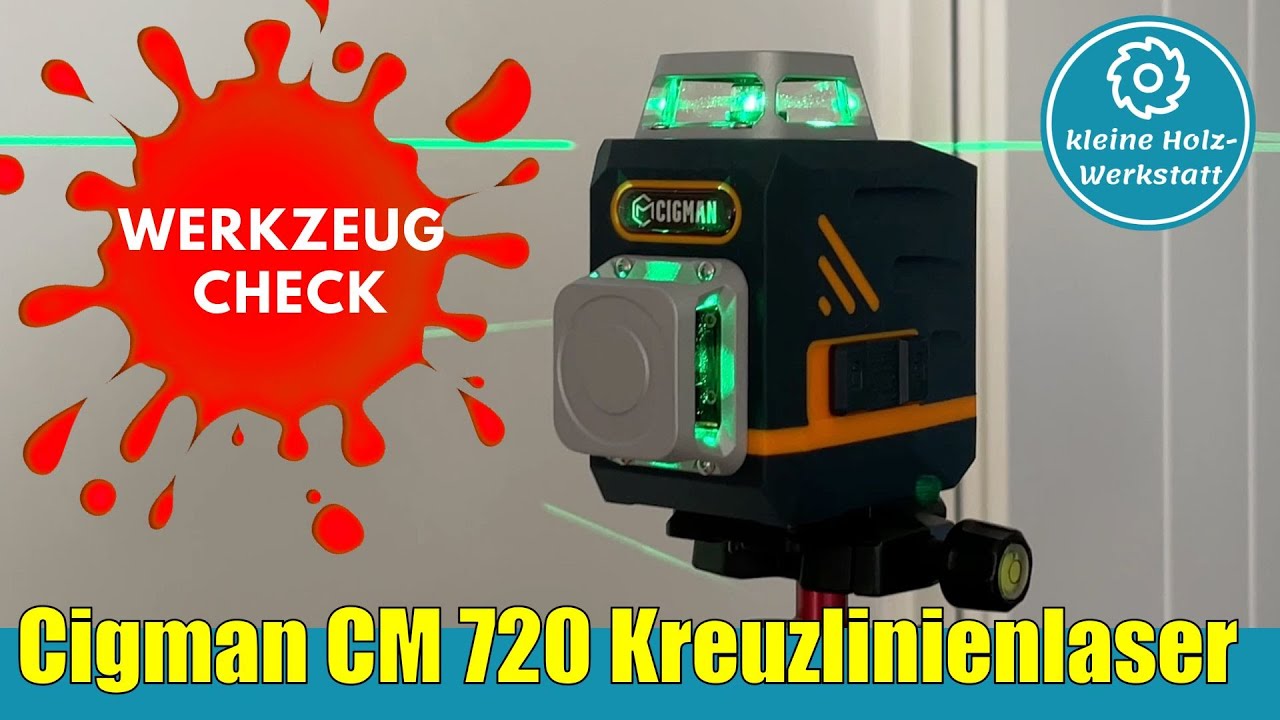 Cigman CM720  2x360 Grad Kreuzlinienlaser⏐grün, günstig und mit viel Zubehör⏐kleine holzwerkstatt