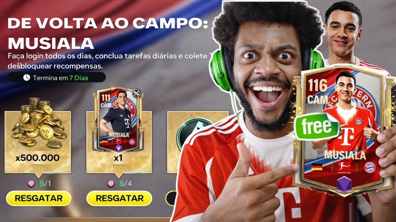 Musiala grátis no FC Mobile compensa upar até o GER MÁXIMO? BILHETES de Draft GRÁTIS!