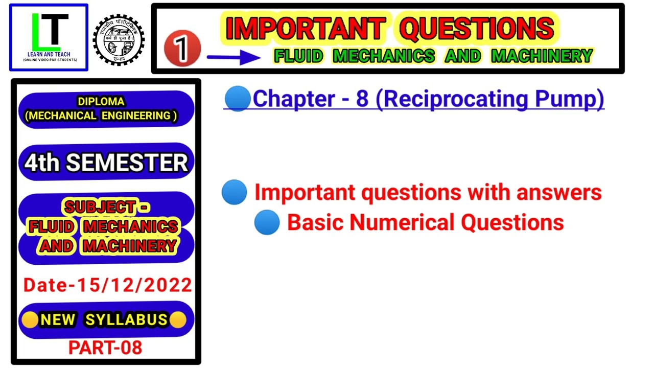 Fluid Mechanics and Machinery|| Important Questions 2022 New Syllabus|| 4th Semester [Part-8]|Ch-8