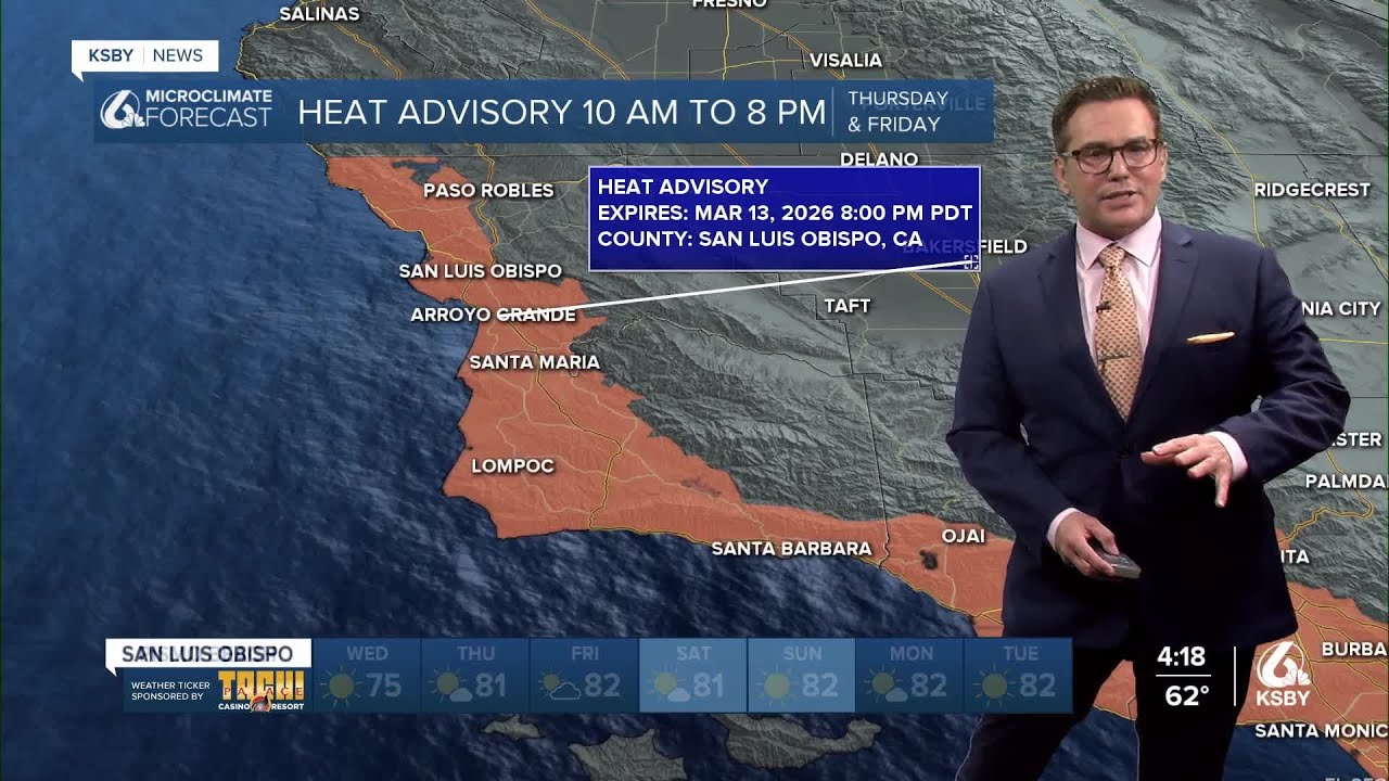 A Heat Advisory begins at 10 am on Thursday and continues until 8 pm Friday; it may be extended