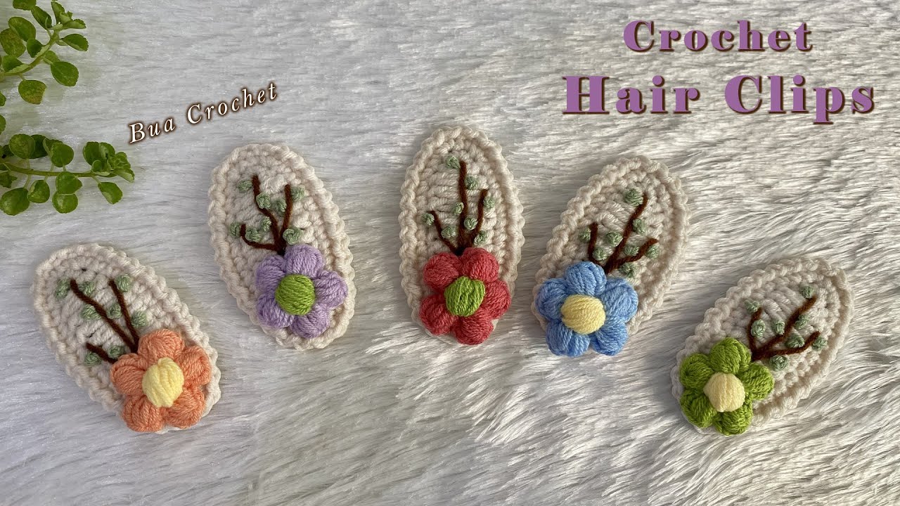 Crochet Hair Clips 🌸 Sakura 🌸 Crochet Hair Accessories