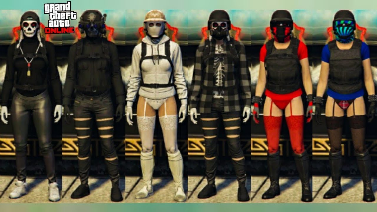 GTA5 ONLINE PACK DE TRAJES FEMININO TRYHARD FEITO NA SESSÃO!! 6 VERY EASY FEMALE TRYHARD OUTFITS.