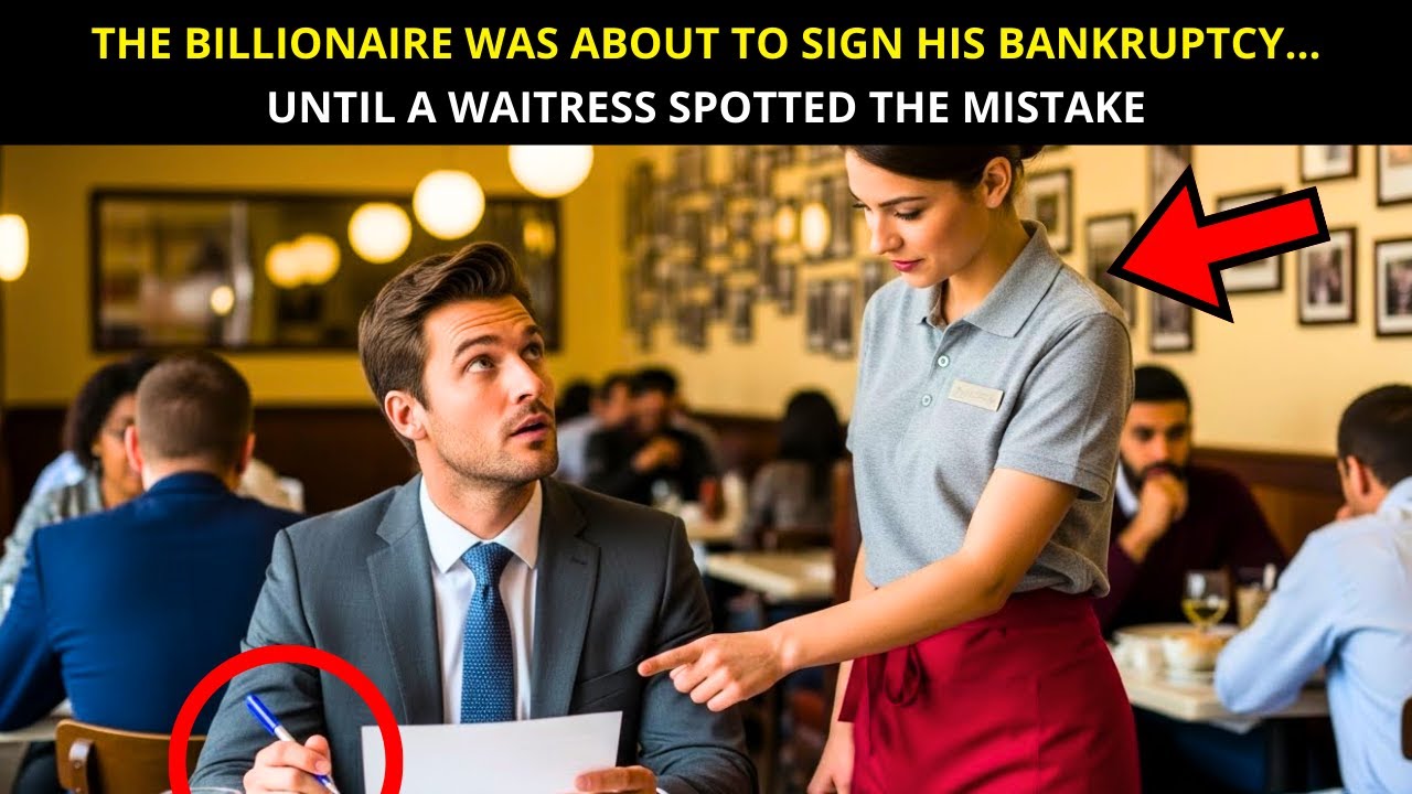 THE BILLIONAIRE WAS ABOUT TO SIGN HIS BANKRUPTCY... UNTIL A WAITRESS SPOTTED THE MISTAKE