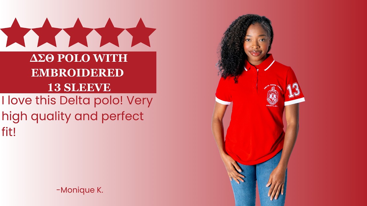 Delta Sigma Theta Polo with 13 Sleeve | Delta Sigma Theta Paraphernalia at Betty's Promos Plus