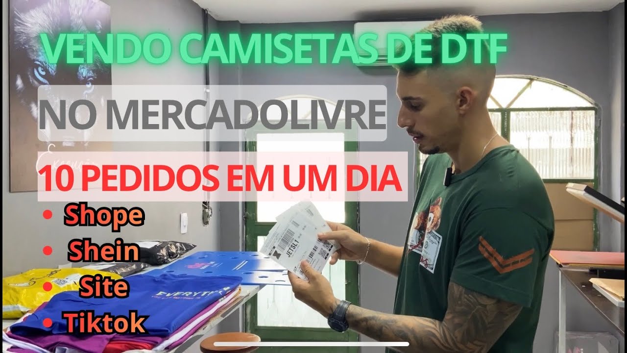 Vendo Camisetas de DTF no Mercadolivre... Estampando e Empacotando (Todo Processo)