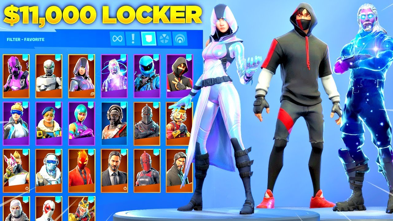 My $11,000+ Fortnite Locker Showcase in Fortnite Battle Royale! (400+ Skins & All Fortnite Emotes)