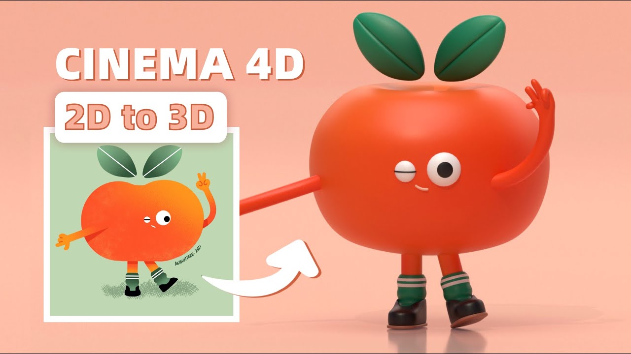 illustration to 3D character design｜Cinema 4D character modeling process | 2D to 3D ｜C4D卡通角色建模渲染