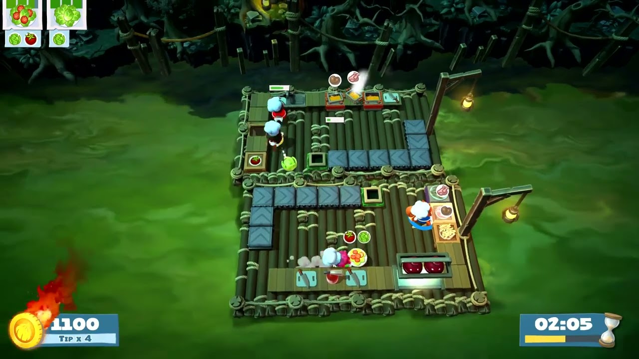 Overcooked! 2 - Story 4-2 (4 players) Score: 2520