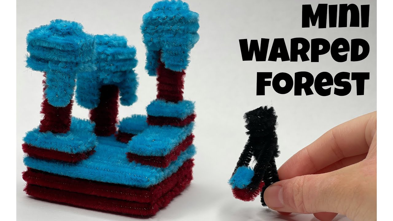 Making a Mini Warped Forest from Minecraft out of Pipe Cleaners