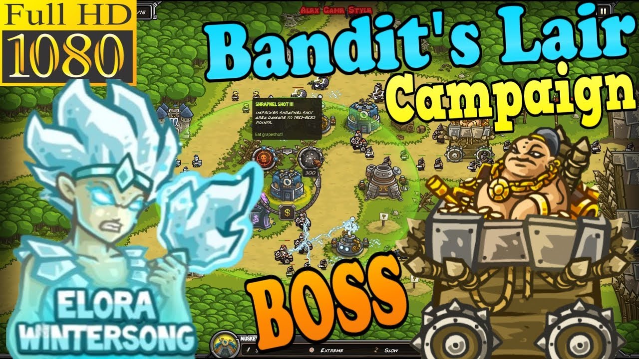 Kingdom Rush HD - BOSS Kingpin Bandit's Lair Campaign (Level 15) Hero - Elora Wintersong