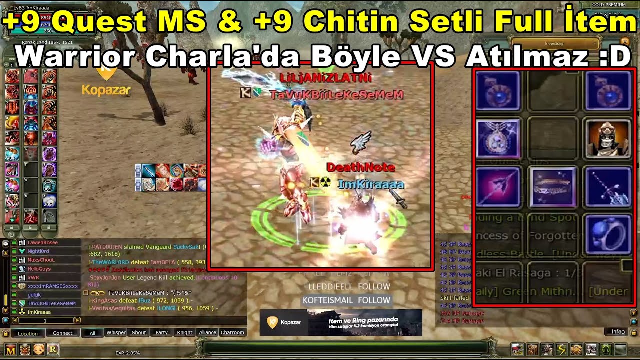 ImKira | +9 Quest MS'li Full İtem Warriora Karşı İtemleri &Ccedil;ıkararak VS Atıyor! | Knight Online