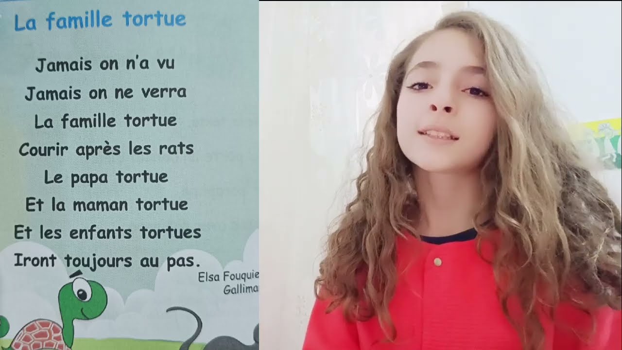 أنشودة  La famille tortue 🐢 السنة الثالثة ابتدائي فرنسية (مترجمة بالعربية).