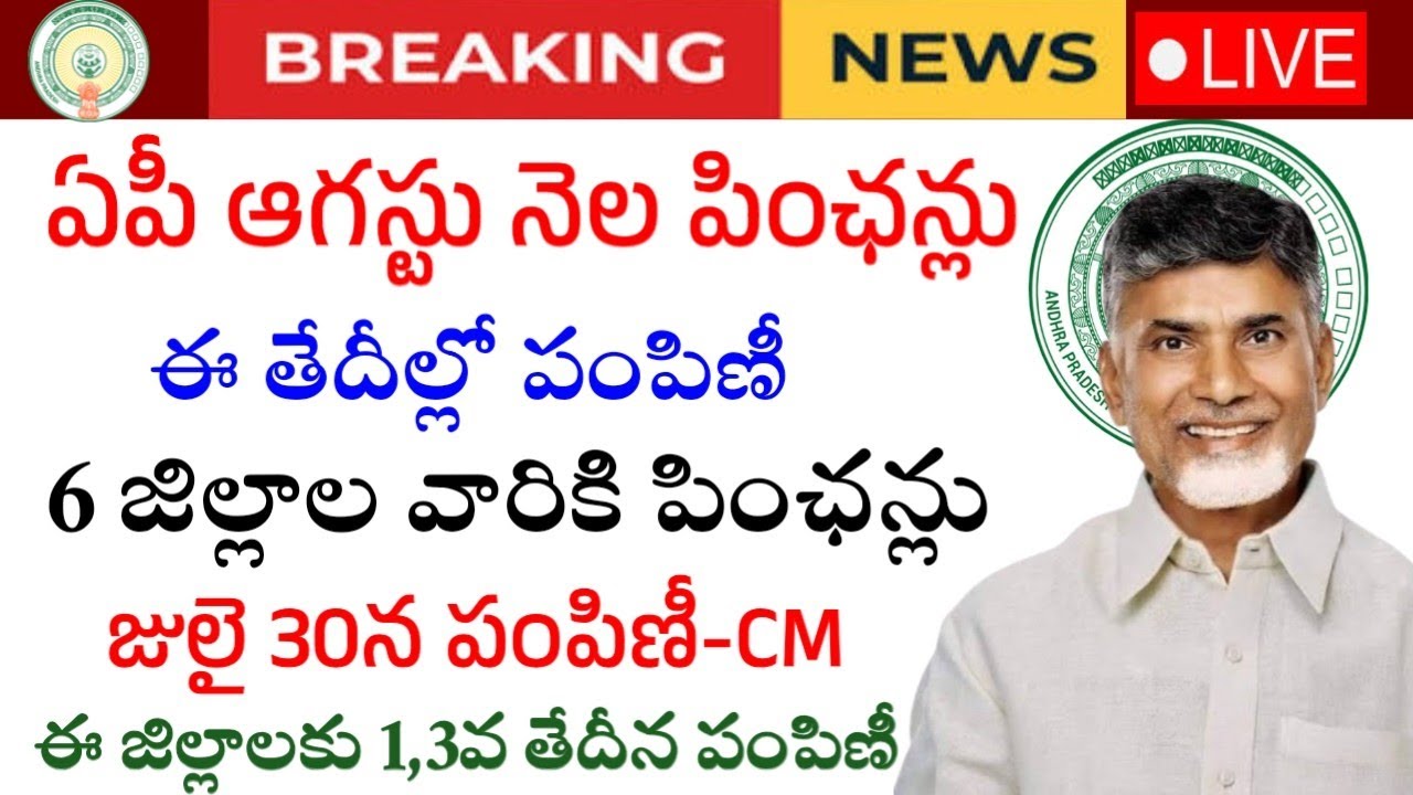 ఏపీ ఆగస్టు నెల పింఛన్లు-6 జిల్లాలకు ముందుగానే పంపిణీ|Ap August Month Pensions Upadet|ap New Pensions