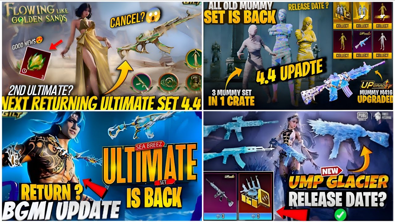 🔴UMP GLACIER RETURN🥶| NEXT ULTIMATE SET BGMI 4.4😍| SANDSPRING AKM RETURNING ULTIMATE SET😱| TIDAL M4?