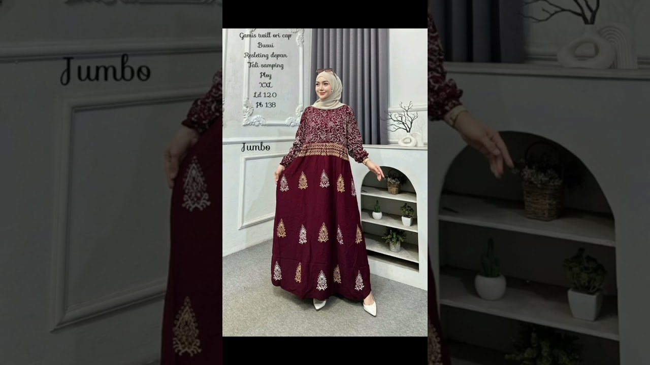 9 maret 26 gamis rayon twill bordir cap bisa cod 0822 2668 2891