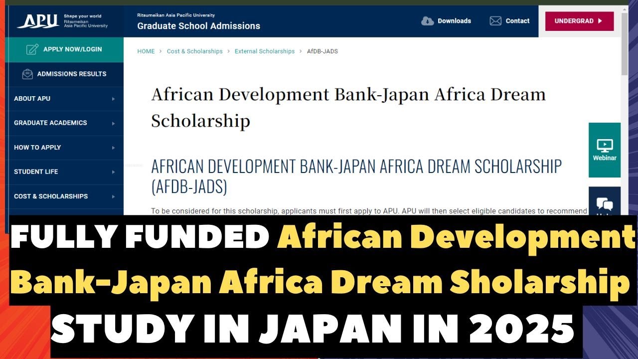 FULLY FUNDED African Development Bank-Japan Africa Dream Scholarship (AfDB-JADS) | APPLY