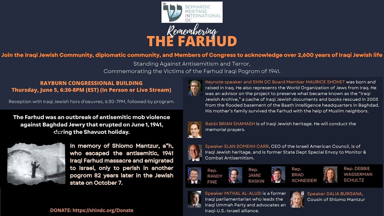 SHIN DC Holds First Congressional Farhud Remembrance