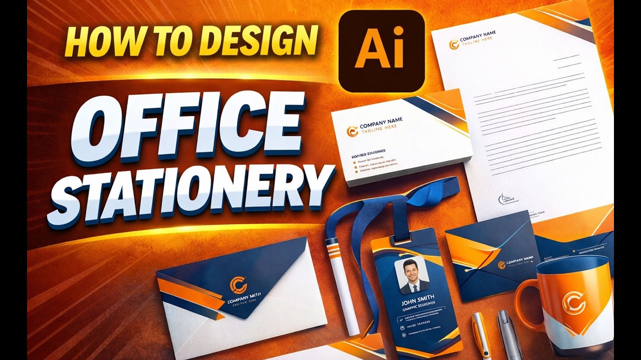 Adobe Illustrator Office Stationery Design | Step-by-Step for Beginners