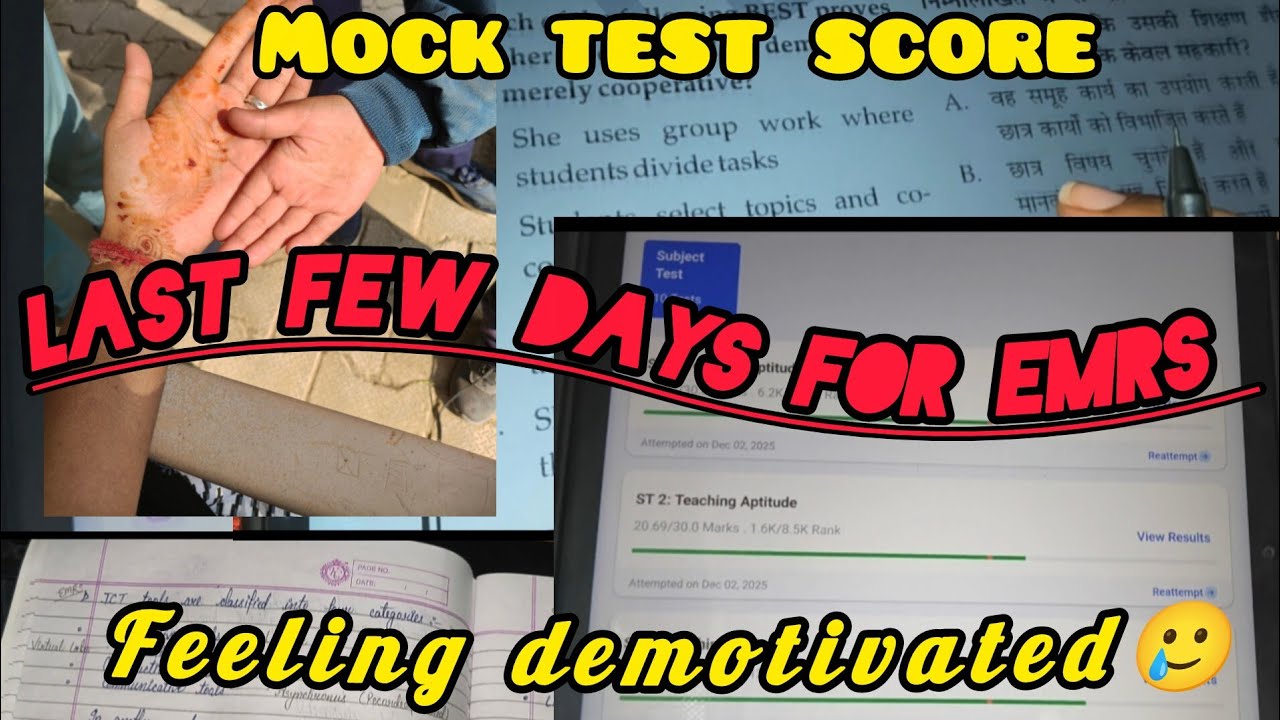 Mock test marks🫣 Feeling demotivated 🥲😢|EMRS TGT TIER -1| 