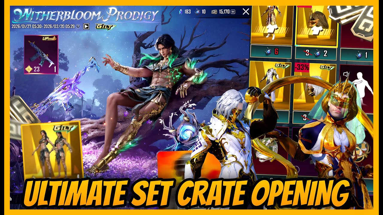 🔥BGMI NEW ULTIMATE SET CRATE OPENING l New Gilt spin l WitherBloom Prodigy set and Honey Badger