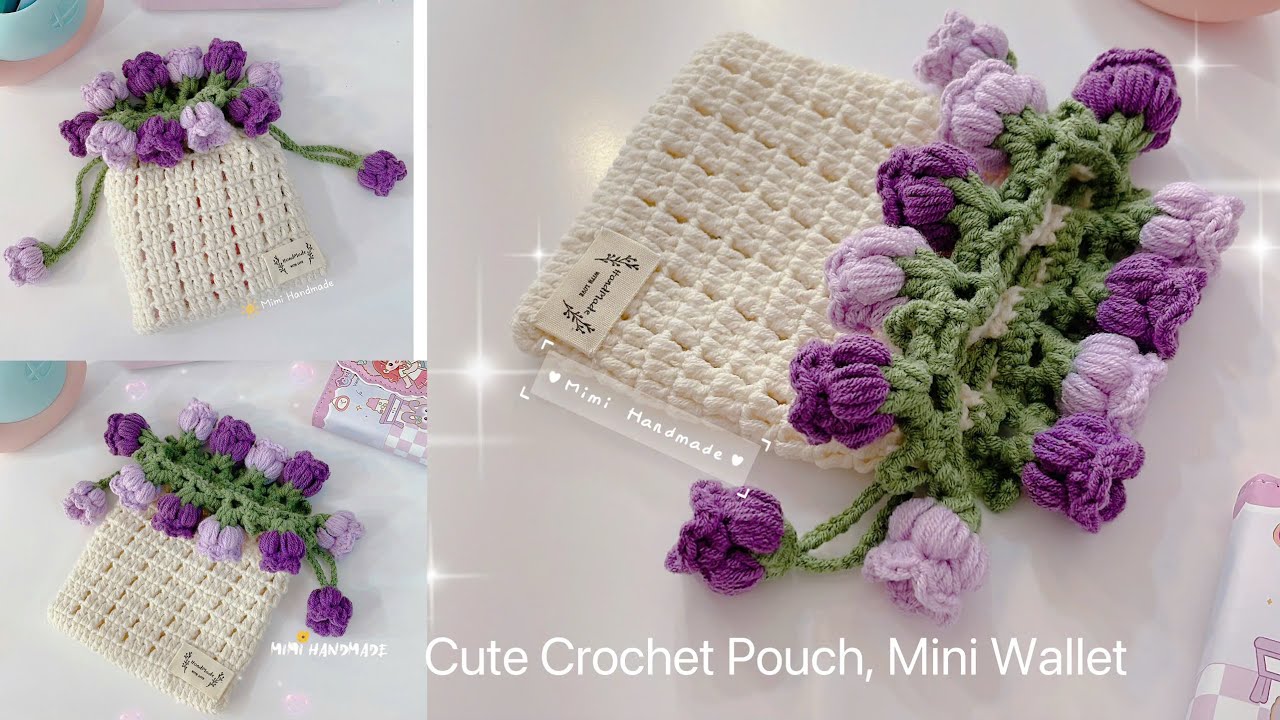Móc Túi Hoa Chuông Hot Trend 🎀 Cute Crochet Pouch Tutorial, How To Crochet a Drawstring Pouch