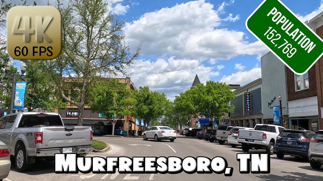Driving Around Downtown Murfreesboro, TN in 4k Video