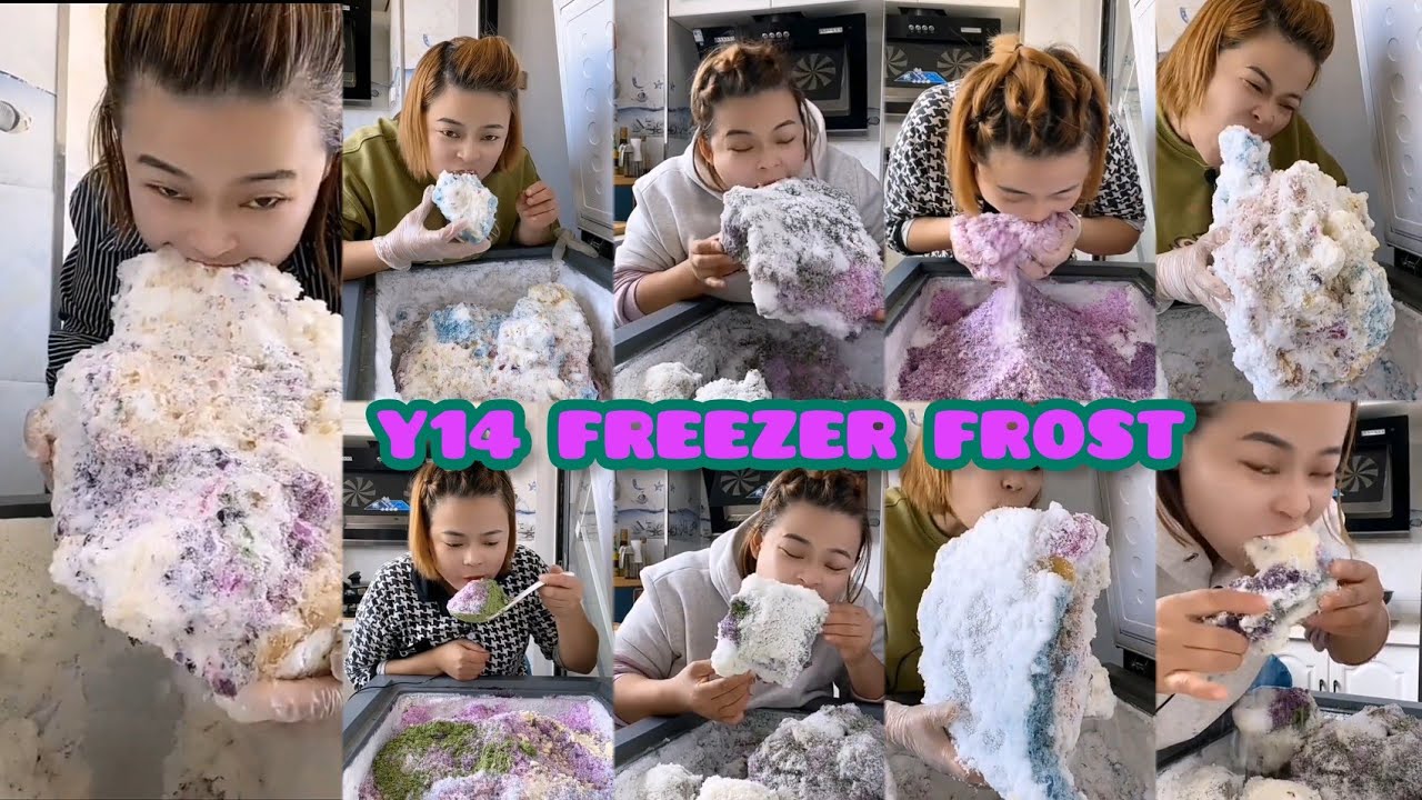 Y14👑CRUNCHY ICE CHUNKS| FREEZER FROST💦❤️EATING BITES ONLY ASMR |ICE MUKBANG 🤍🧊
